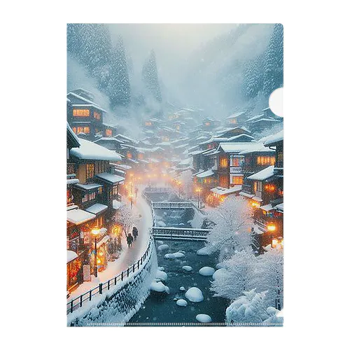 日本の風景:銀山温泉、J apanese scenery:Ginzan Onsen クリアファイル