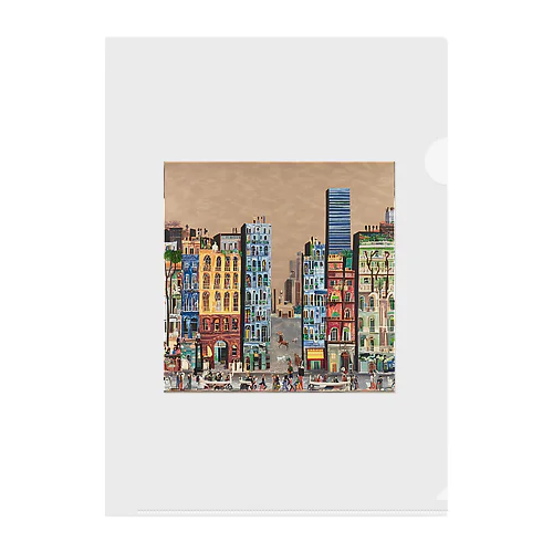 油絵　知らない都市の風景　ノスタルジー Clear File Folder