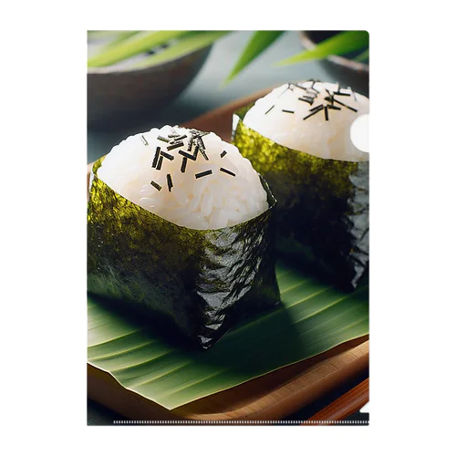 日本の風景:お母さんの味''おにぎり" "おむすび''、Japanese scenery: Mom's taste rice balls "Onigri" "Omusubi" Clear File Folder