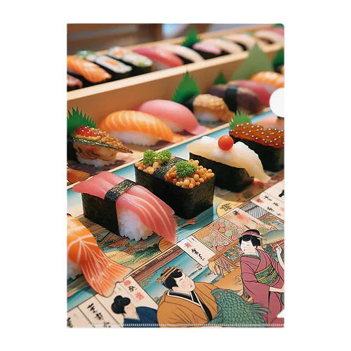 日本の風景:江戸前寿司、Japanese scenery: Edomae sushi クリアファイル