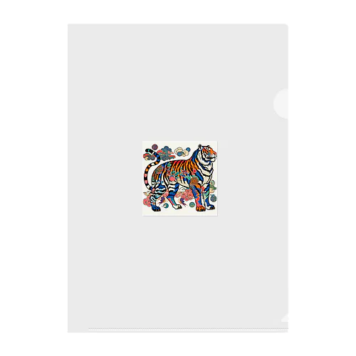 浮世絵風　虎（威風堂々）"Ukiyo-e Style: Majestic Tiger" "浮世绘风格：威风凛凛的虎" Clear File Folder