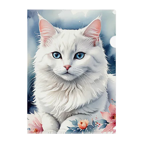 エレガント過ぎる白猫 Clear File Folder