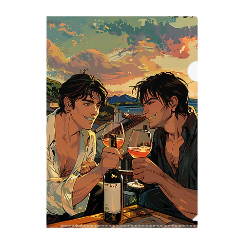 コルシカ島・ワインで乾杯　Tomoe bb 2712 Clear File Folder