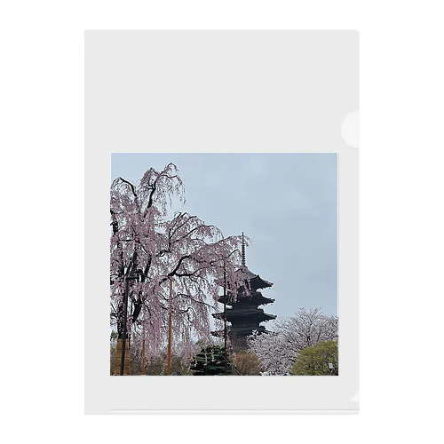 枝垂れ桜と五重塔 クリアファイル