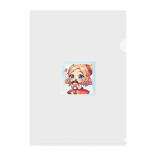 カフェが好きな女の子 Clear File Folder