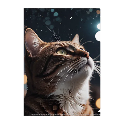 星を見る猫 Clear File Folder