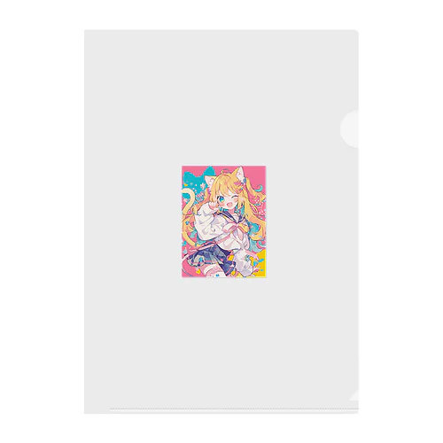 カラフルな猫耳の女の子のキャラクター Clear File Folder