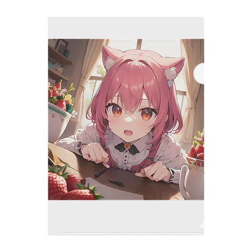 可愛い猫耳のイラストグッズ🐾 Clear File Folder