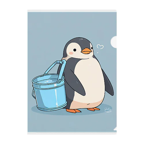かわいいペンギンとおもちゃのバケツ Clear File Folder