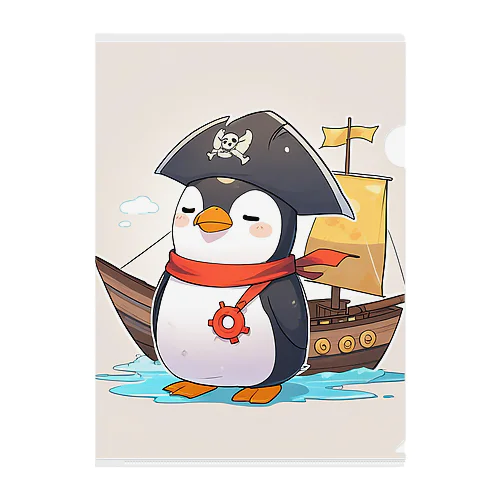 おもちゃの海賊船に乗ったかわいいペンギン Clear File Folder
