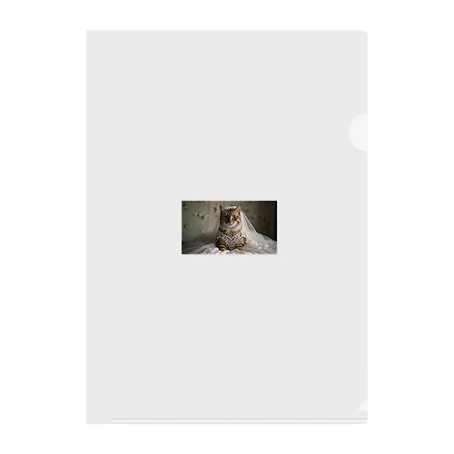 ウエディングドレスを着た猫 クリアファイル