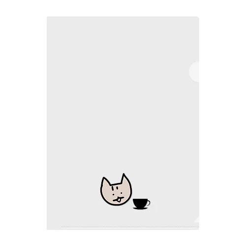 無言で休憩を促す猫（文字なし湯気なしシンプル） Clear File Folder