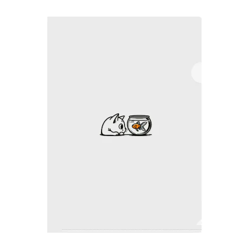 猫と金魚 Clear File Folder