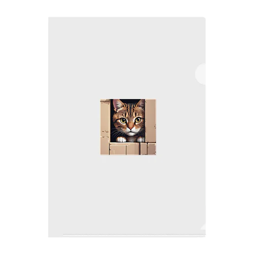 物陰から観察するかわいい猫 Clear File Folder