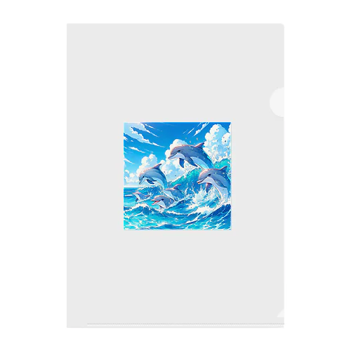 海で遊ぶイルカたちの楽しい風景 Clear File Folder