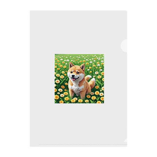 お花畑と柴犬 Clear File Folder