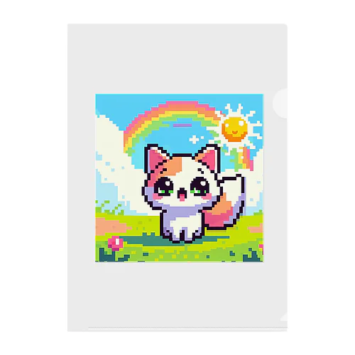 ドット絵の可愛い猫グッズ Clear File Folder