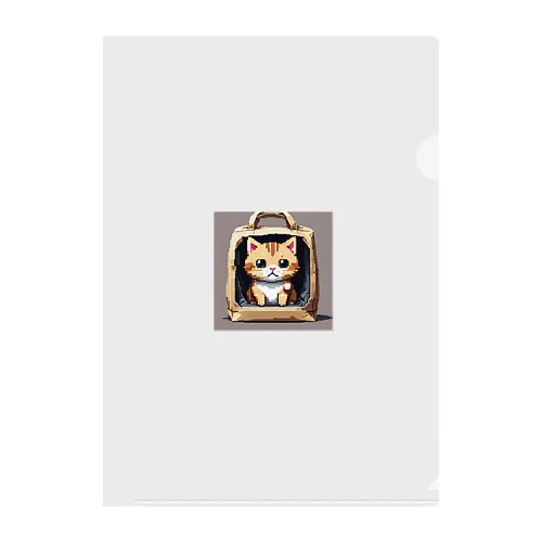 お出かけバックの猫 Clear File Folder