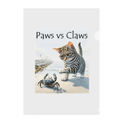 Paws vs Claws サバトラ Clear File Folder