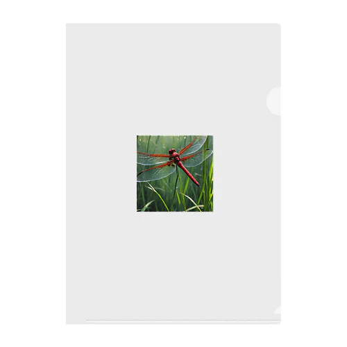 ススキの葉に隠れる赤トンボ Clear File Folder