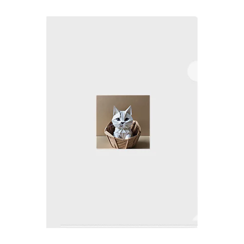 折り紙　バスケットに入っている猫 Clear File Folder