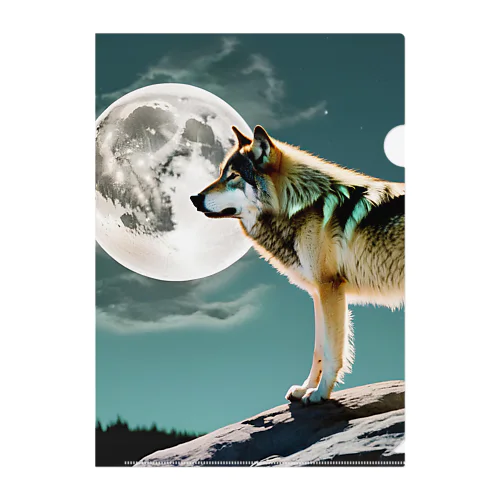 月夜の一匹狼 クリアファイル