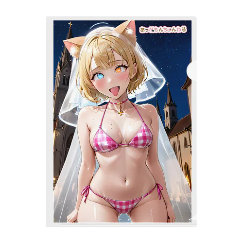 もんちゃんウェディング水着 Clear File Folder