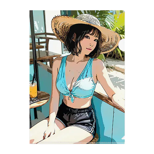 Beachi Girl 4` Clear File Folder