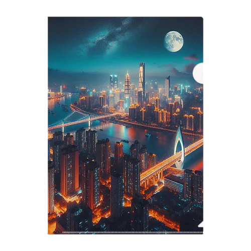 月夜に輝く未来都市 Clear File Folder