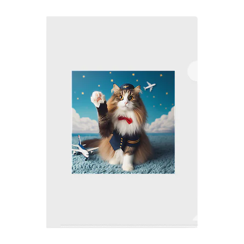 猫の客室乗務員 Clear File Folder