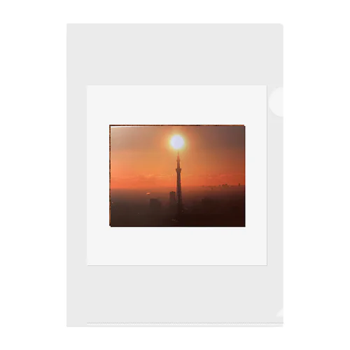 東京タワーと夕日 Clear File Folder