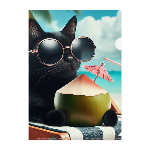 保護猫【大黒天】の夏休み🌺 Clear File Folder