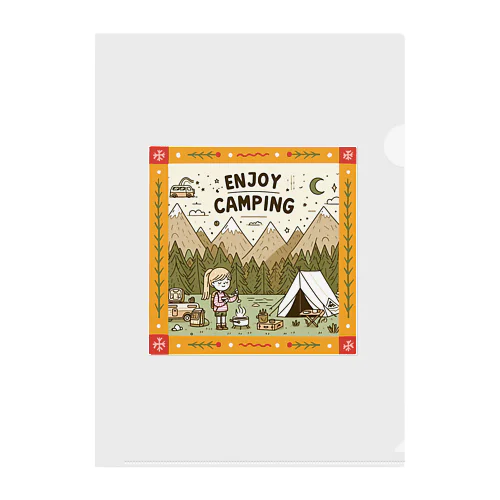 【Enjoy Camping】キャンプを楽しむ クリアファイル