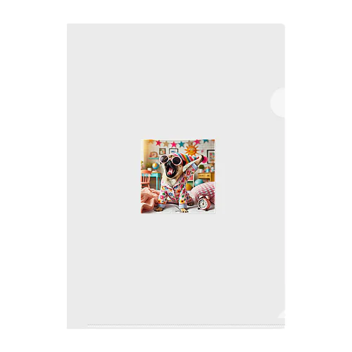 GOOD MORNING かわいいパグ Clear File Folder