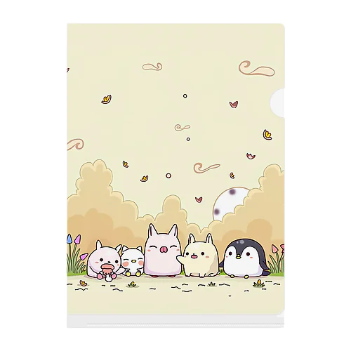 パステルの草原での仲間たち Clear File Folder
