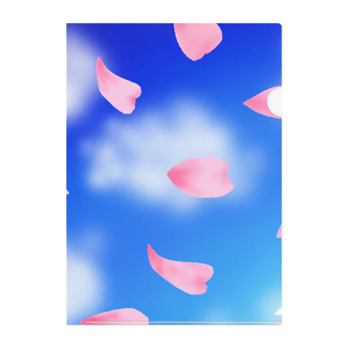 花びらの舞う青空、浮かぶ雲 Clear File Folder