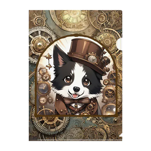ボーダーコリー・スチパン_濃い色 Clear File Folder