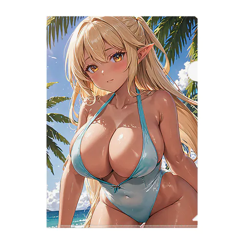エルフ金髪水着のタレイア-二次元タレイアシリーズNo.1 4-1-250202 Clear File Folder