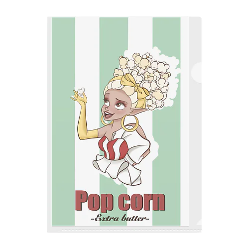 popcorn（グリーン） Clear File Folder