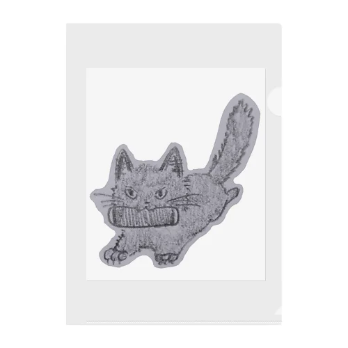 黒猫「福子」恵方巻奪取ダッシュグッズ Clear File Folder