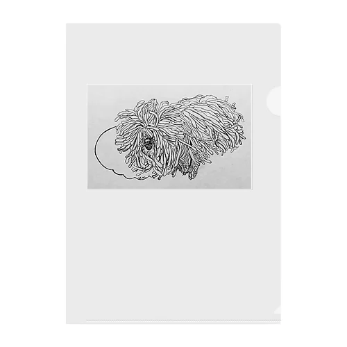 かしこいプーリー犬が転がる。 puli illustration  Clear File Folder