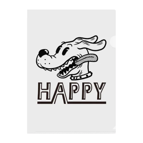 happy dog (black ink) Clear File Folder