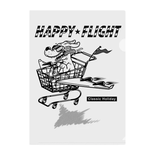 happy dog -happy flight- (black ink) Clear File Folder