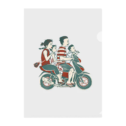 【バリの人々】バイク家族乗り Clear File Folder