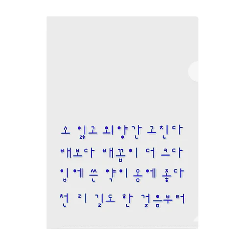 ハングルことわざシリーズ　青文字 Clear File Folder