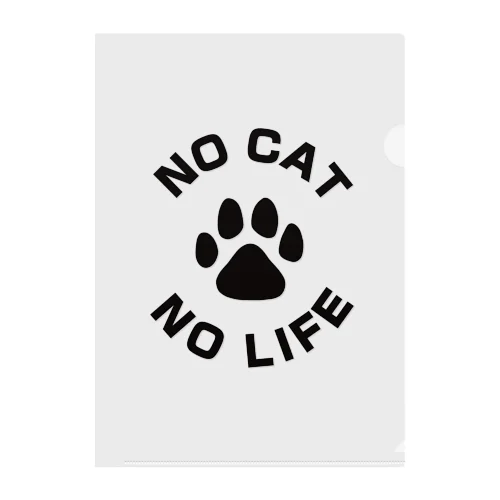 NO CAT NO LIFE 肉球 黒 バックプリント Clear File Folder