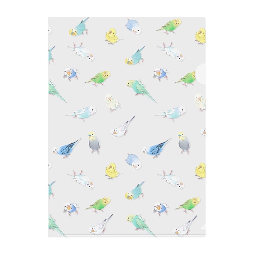 たっぷりセキセイインコちゃん【まめるりはことり】 Clear File Folder