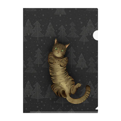 いつでも「猫と」一緒/グレー Clear File Folder