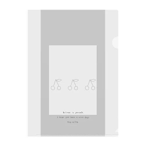 線画 さくらんぼ light gray Clear File Folder