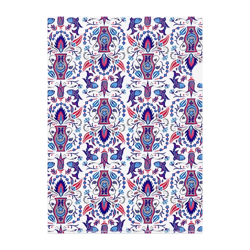 トルコのイズニックタイル【ラピスラズリ/パターン】 Clear File Folder